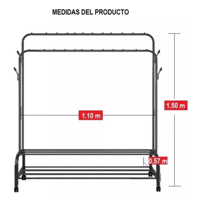 PERCHERO COLGADOR DOBLE ORGANIZADOR CON 02 REPISAS ZAPATERAS