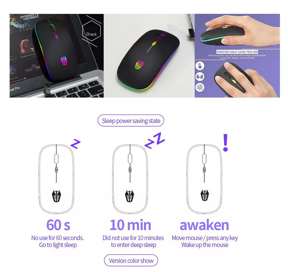 RECHARGEABLE MOUSE INALÁMBRICO ULTRA-THIN RATON PORTATIL USB Y 2.4G WIRELESS